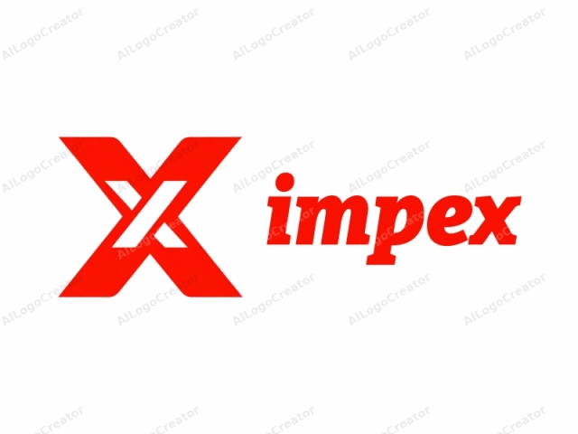 Dieses Logo ist ein mutiges und minimalistisches Design, das aus einem großen, lebhaften roten "X" vor einem einfachen weißen Hintergrund besteht. Das X wird durch zwei sich kreuzende, parallele Linien gebildet, die sich in einem scharfen Punkt in der Mitte treffen und so ein