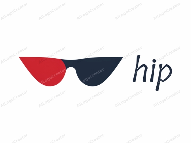 featuring a minimalist, stylized design. The logo is a simplified pair of sunglasses, devoid of any intricate details, and is depicted against a stark white background. The lenses are depicted as two distinct shades: one half is solid red and the other half