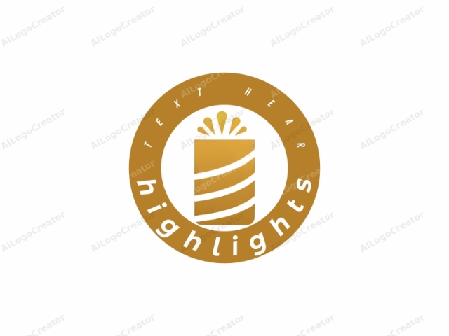 Este es un diseño de logo minimalista que presenta una forma cilíndrica estilizada de color dorado-marrón con una parte superior plana. El logo está situado sobre un fondo blanco liso, lo que proporciona un alto contraste y enfatiza su simplicidad. El cilindro tiene dos franjas horizontales que crean