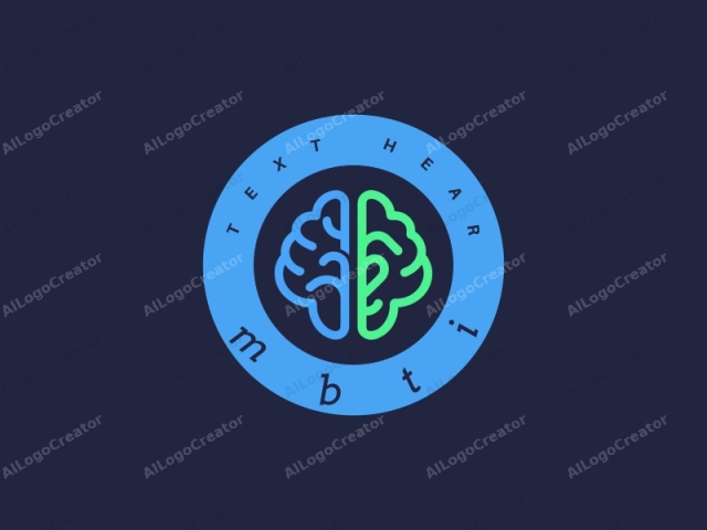 enfatizando claridad y creatividad. Esta imagen de logotipo, renderizada en un medio digital, muestra un cerebro estilizado dividido en dos mitades. La mitad izquierda del cerebro está delineada en un tono verde vívido, representando la corteza cerebral, mientras que la mitad derecha,