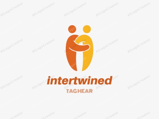 This is a minimalist, flat design logo featuring two stylized human figures, symbolizing compassion and support. Both figures are rendered in simple, smooth lines with no facial features or distinguishing characteristics. The figure on the left is depicted in a warm,