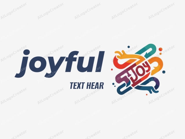 This logo image features an abstract design with a playful and dynamic feel. At the center of the design, the word "JOY" is written in large, bold letters. The letter "J" is colored in deep red, while the letter