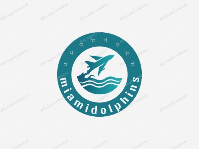 This logo is a simple, minimalist illustration rendered in a gradient teal color with smooth edges. The primary subject is a stylized airplane in flight. The airplane is depicted in an upward angle, with its nose pointing towards the top of the image,