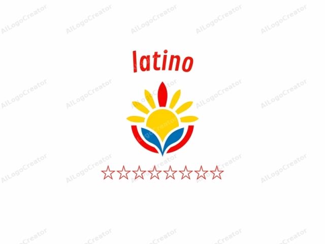 This is a digital logo design featuring a stylized sun with a simplified flower motif. The sun is depicted at the center with a bright yellow disc, representing the sun's core. Radiating from the sun are 12 pointed, yellow petals that