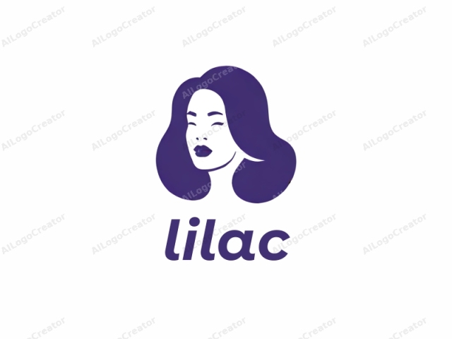 The logo image features a minimalist, stylized representation of a woman's face and hair. The design employs a monochromatic color scheme, with deep purple being the sole color used. The woman's face is portrayed from the shoulders up, facing