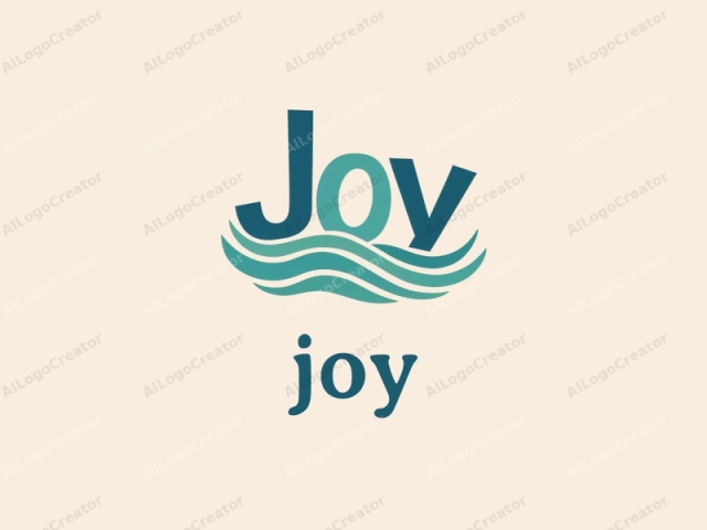 Es handelt sich um ein minimalistisches, abstraktes Design. Das Logo zeigt das Wort "JOY" in einer großen, serifenlosen Schriftart, wobei jeder Buchstabe deutlich hervorgehoben ist. Die Buchstaben sind in verschiedenen Schattierungen von Teal und Türkis gehalten, was einen Gradienteneffekt erzeugt, der Tiefe verleiht