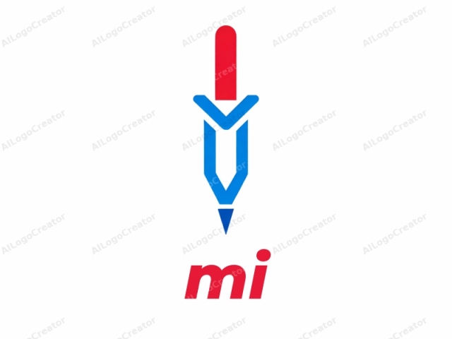 un lápiz estilizado. Este es un logotipo de diseño gráfico minimalista y moderno que presenta una representación audaz y abstracta de un lápiz. El logotipo está centrado sobre un fondo blanco limpio, mejorando su claridad visual y enfoque. El lápiz se representa en un