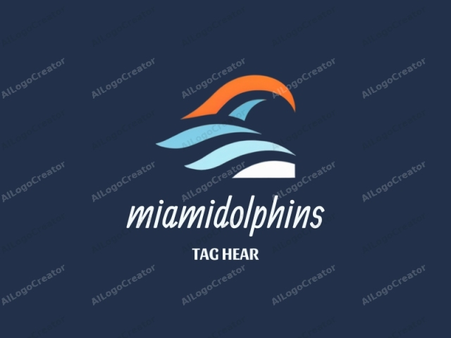 The logo is minimalist and stylized, consisting of a curved wave shape and a small, abstract representation of an orange flame. The wave is rendered in a fluid, wavy line with a blue color that represents water. The orange flame element is
