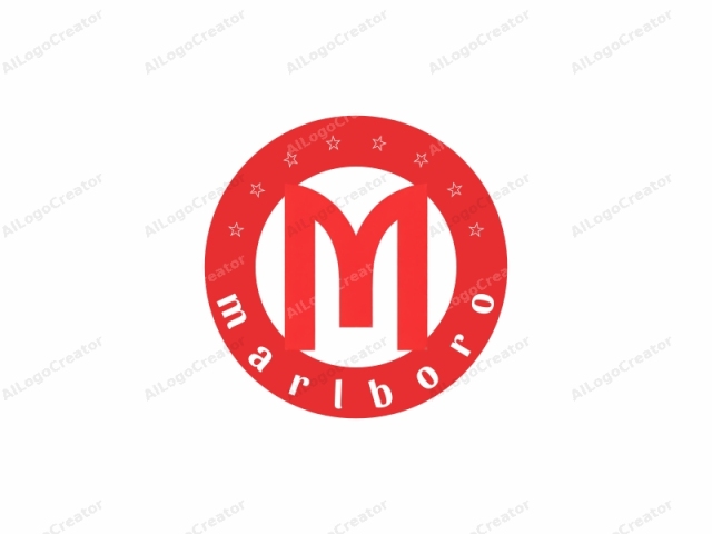 This image is a minimalist logo featuring a bold, capital letter "M" in a bright red hue. The letter "M" is centered against a stark white background, creating a strong contrast that makes the red color pop. The design is clean