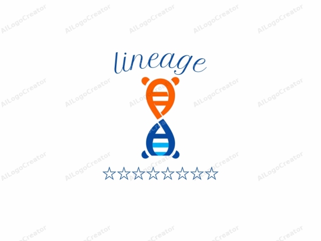 This image is a simplified, abstract representation of a DNA molecule, designed in a clean and modern style. The DNA helix is illustrated using two distinct colors: an orange spiral on the left and a blue spiral on the right, with each spiral