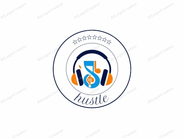 The logo, presented in a minimalist style, features a pair of large, black and orange earphones centered on a white background. Each earpiece is depicted with a curved shape, one for each ear, and connected via a flexible headband.