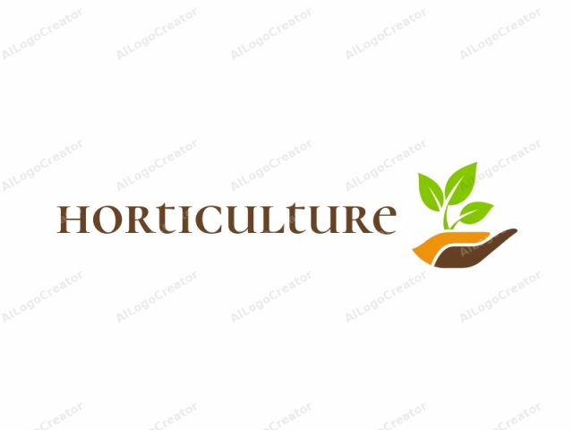 in vector format. This is a clean, minimalist logo illustration featuring a stylized image of a hand and a plant. The hand, rendered in smooth, organic lines, is portrayed in a closed position with the palm facing upwards. Its skin is depicted