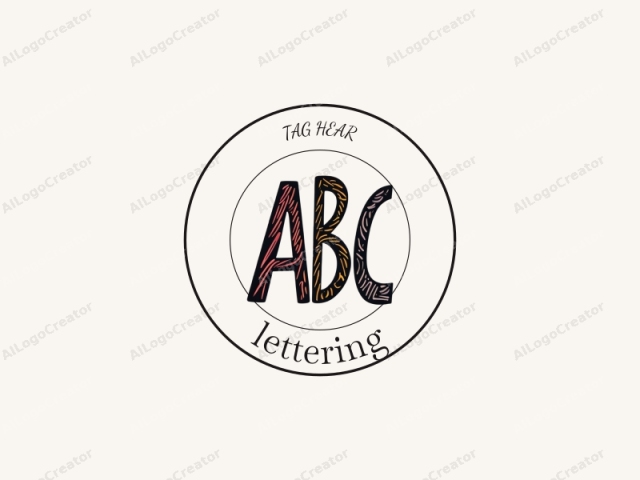 Este es un logo simple pero visualmente impactante que presenta las letras "ABC" sobre un fondo liso y beige claro. Las letras están renderizadas en un estilo sans-serif atrevido con una apariencia texturizada y dibujada a mano. Cada letra tiene un color diferente,