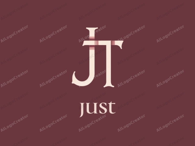 This image is a minimalist, digital logo featuring an uppercase "J" and "T" intertwined. The letters are crafted in a sans-serif font, characterized by their clean, geometric lines and sharp edges. The primary color is a muted burgundy