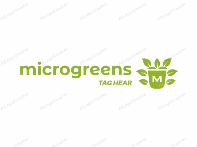 Este es un diseño de logotipo simple basado en vectores, renderizado en un estilo moderno y limpio. El elemento principal es una maceta de plantas estilizada y verde, posicionada en el centro. La maceta está llena de seis hojas verdes, dispuestas simétricamente para parecerse a una flor.