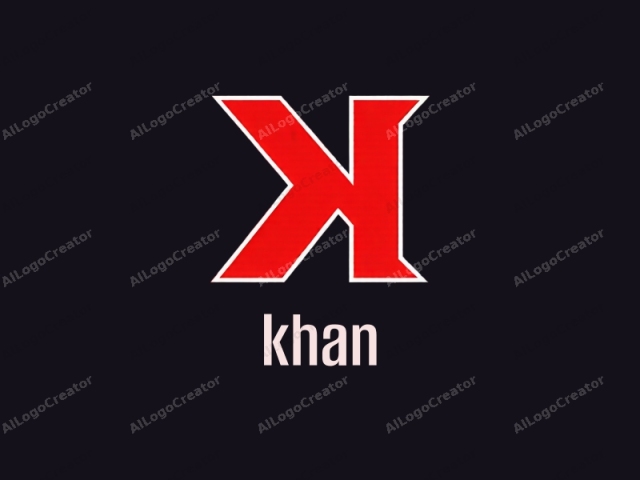 The image is a minimalist logo featuring bold, capital letter "K" in the center, set against a solid black background. The "K" is prominently displayed in a sharp, angular font, with clean lines and smooth edges. It is rendered