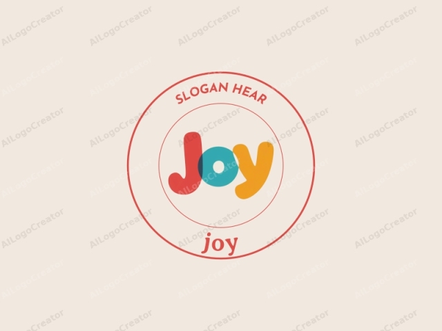 Dies ist ein minimalistisches Logo, das aus drei fetten, serifenlosen Buchstaben besteht. Der Text lautet "JOY" in einem verspielten, abgerundeten Stil. Der erste Buchstabe, "J", ist ein lebhaftes Rot, der zweite Buchstabe, "O", ist ein