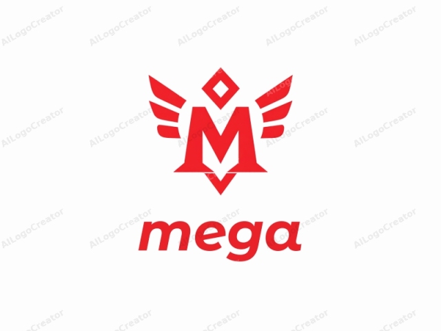 The logo is a bold, graphic design featuring a prominent letter "M" in capital form, centrally positioned and prominently displayed. The "M" is rendered in bright, vivid red, occupying the central and most significant portion of the image. It