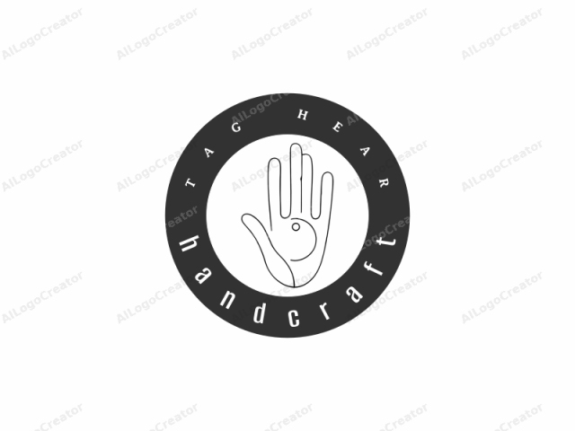 Dies ist ein einfaches, minimalistisches Schwarz-Weiß-Logo-Bild, das eine stilisierte menschliche Hand zeigt. Die Hand ist in einer Handfläche-nach-oben-Geste vor einem einfachen, weißen Hintergrund positioniert. Die Strichzeichnung ist sauber und glatt, mit einer gleichmäßigen Dicke, was darauf hinweist, dass es