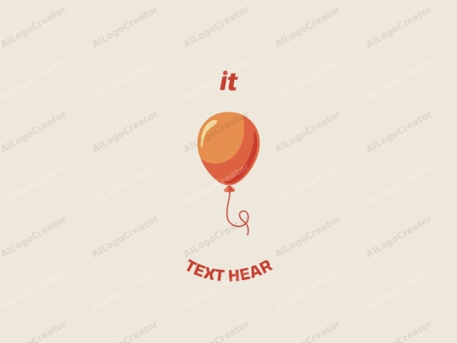 The image is a digital drawing of a classic, round, orange helium balloon with a white string. The balloon is centrally positioned against a plain beige background, creating a minimalist and clean look. The balloon's surface is smooth with a slight gradient effect