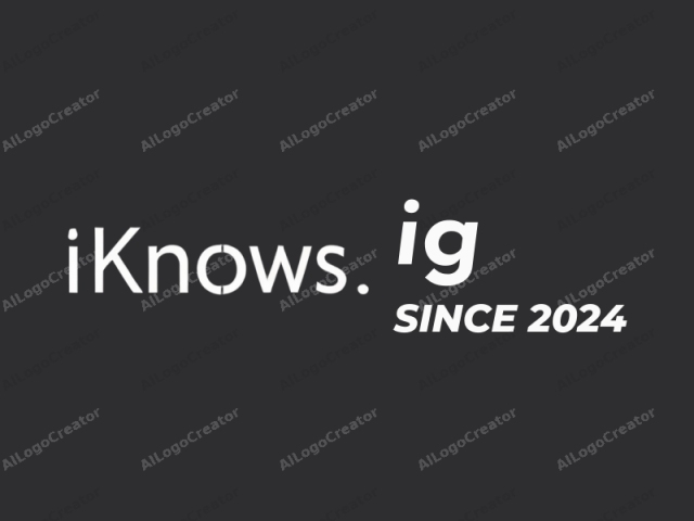 この画像は「I know's.」という言葉を特徴とするミニマリストロゴです。テキストはサンセリフフォントで、大胆な大文字形式で設定されています。各文字は明確で均等に間隔が空いています。文字「I」、「k」