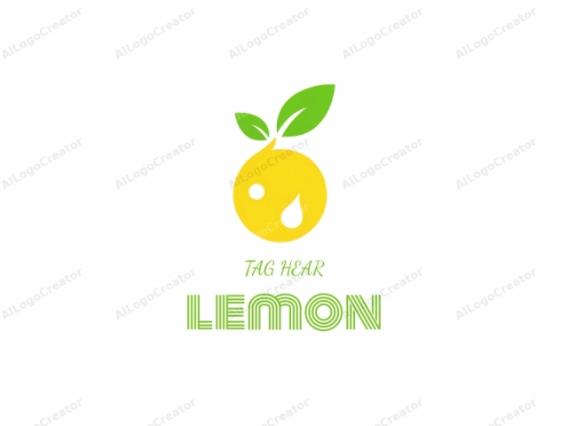 Este es un logotipo gráfico digital de un limón estilizado, con un diseño simplificado y moderno. El limón se representa en un color amarillo brillante y vívido. Su forma es circular y suave, sin detalles realistas como arrugas o semillas. En