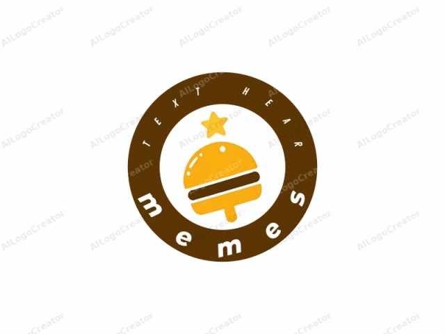 Este es un logotipo de diseño simple y plano que presenta una representación estilizada de una hamburguesa. La hamburguesa está posicionada centralmente sobre un fondo blanco. Está renderizada en un estilo minimalista y caricaturesco con líneas atrevidas y limpias, y una paleta de colores limitada.