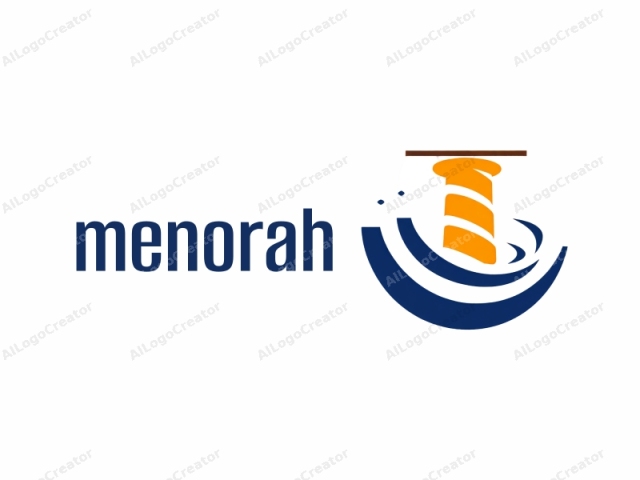 which features a stylized, abstract representation of a lighthouse. The logo is composed of three distinct elements. Dominating the top center is an orange cone, symbolizing the tower of a lighthouse, with its tip slightly angled towards the left