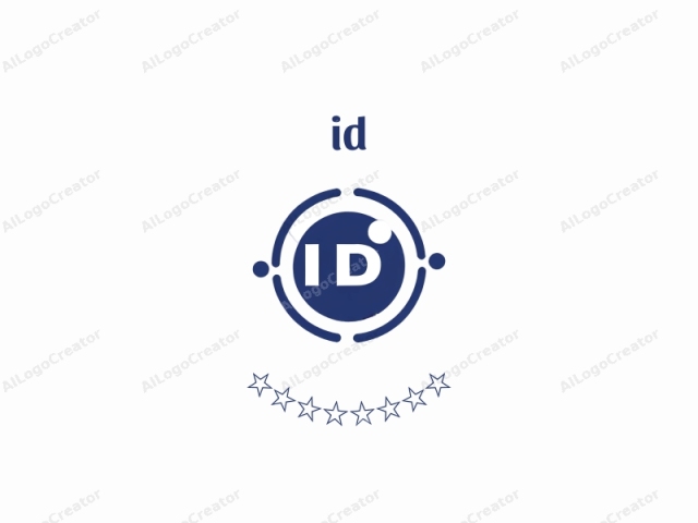 Este logotipo consiste en un diseño gráfico moderno y simplificado. La imagen presenta un círculo azul en el centro, lleno con una letra blanca grande "ID", que significa "identificación". La letra es audaz y clara, ocupando la mayor parte del círculo.