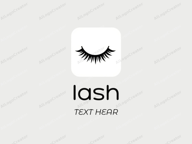 The logo image features a minimalistic, monochromatic design. Centered within a square frame, the image depicts a stylized representation of eyelashes. The eyelashes are represented in a thick, black silhouette, with sharp, pointy tips