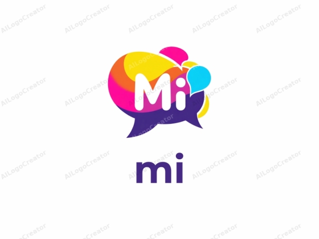 El logotipo es una representación colorida y abstracta de una burbuja de diálogo con las letras "M" e "I" en su interior. El fondo es blanco liso, proporcionando un contraste marcado que hace que los colores dentro de la burbuja de diálogo resalten. La burbuja de diálogo en sí