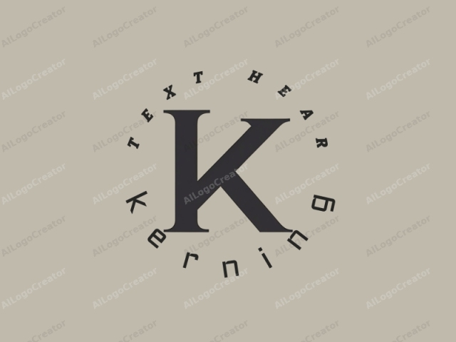 La imagen es un logotipo minimalista que presenta una sola letra mayúscula "K" centrada en el marco. El fondo de la imagen es de un color beige claro sólido, creando un efecto neutral y relajante. La letra "K" es de un estilo clásico