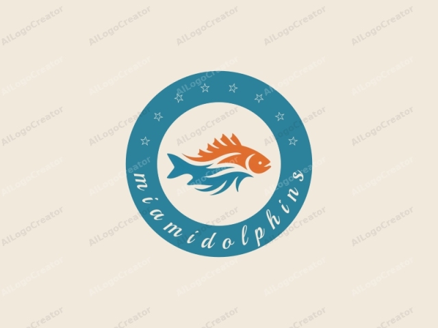 The image is a minimalist, stylized illustration of a fish, featuring a bold, clean design. The fish is positioned centrally against a plain beige background, ensuring no distractions. The illustration is rendered in a modern, flat color palette with the fish