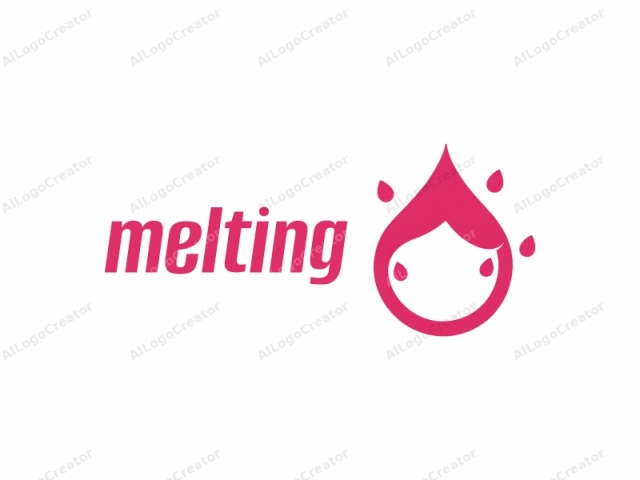 The image is a simple, minimalist graphic with a modern design. It features a stylized, bright pink circle at the center, resembling a drop or a tear, with a droplet shape extending upward and to the right. The circle is surrounded