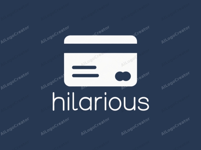 The image is a minimalist, flat-design icon representing a credit card. It features a simple, rectangular shape with clean, straight edges and a matte finish. The background is a solid dark navy blue, creating a stark contrast with the white credit card