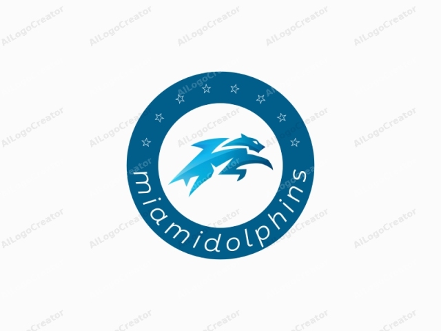 The logo is a stylized, dynamic graphic of a blue, sleek, stylized cat or panther figure leaping to the left, with the body and limbs forming a graceful arc. The blue hues range from a lighter, almost white shade