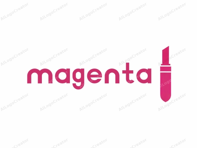 Das Logo ist eine einfache, vektorbasierte Illustration im minimalistischen Stil. Das Motiv ist ein Lippenstift, der in einem kräftigen, hellen Magenta dargestellt ist und zentral auf einem einfachen weißen Hintergrund steht. Der Lippenstift ist in einem sauberen, flachen Design dargestellt, ohne