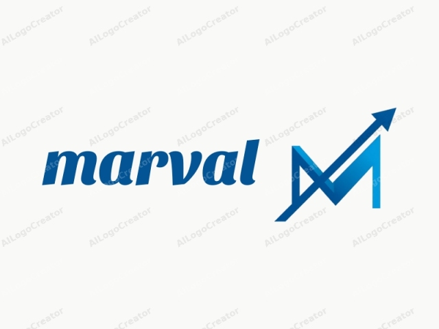 The image is a minimalist, digital logo featuring a stylized, blue arrow with an upward trajectory, positioned centrally over a white background. The arrow is made up of two distinct parts: the base and the tip. The base forms the letter "