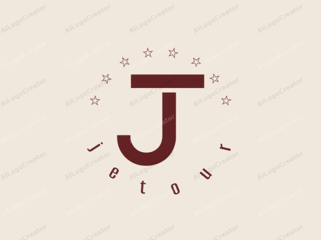 a minimalist design with a modern aesthetic. This image features a bold, capital letter "J" in a deep maroon color. The letter is centered on a cream-colored background, creating a stark contrast that makes it stand out vividly. The