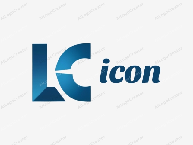 The image is a digital graphic representation of a stylized logo featuring the letters "L" and "C" intertwined in a geometric design. The logo utilizes a gradient blue color scheme, transitioning from a darker blue at the top to a lighter blue