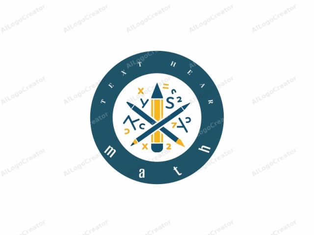 featuring a stylized, colorful design that conveys academic themes. The image prominently features a yellow pencil with a black tip, positioned diagonally and crossed by another yellow pencil. Surrounding the pencils are several mathematical symbols, including an uppercase S for