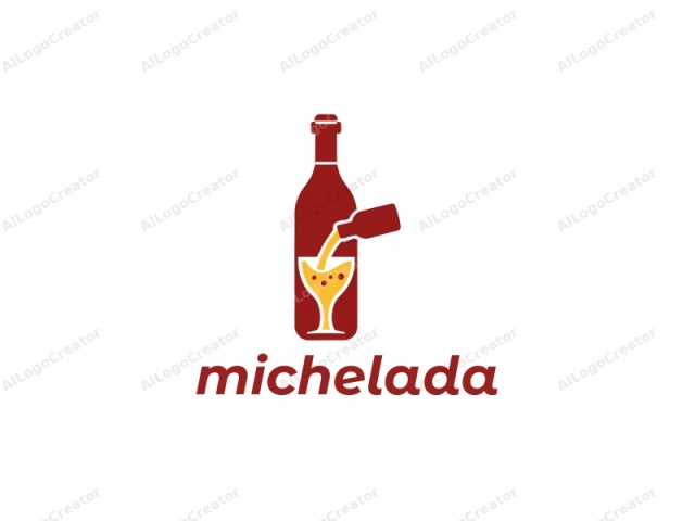 Das Logo ist eine minimalistische, vektorstilige Illustration, die eine Weinflasche in einer stilisierten, vereinfachten Form zeigt. Die Flasche ist vertikal ausgerichtet, mit einem dunkelroten Hintergrund und einer tiefen kastanienbraunen Farbe. Der Körper der Flasche ist gefüllt mit