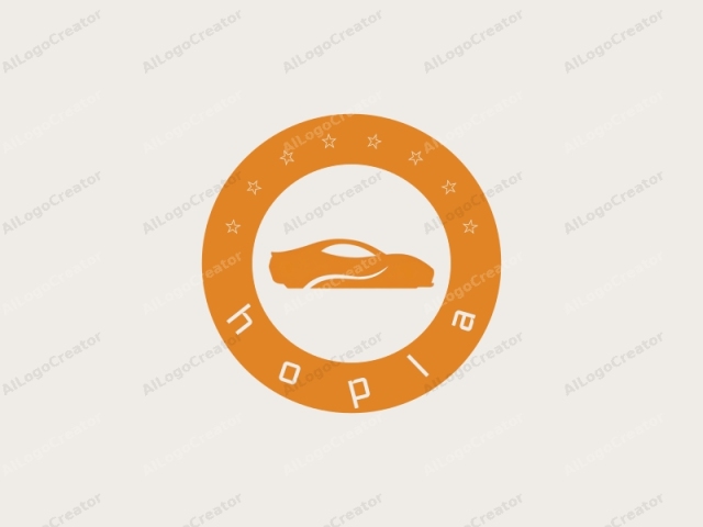 Dieses Logo-Bild zeigt ein minimalistisches Design in einem flachen, digitalen Stil. Das zentrale Motiv ist eine vereinfachte, abstrakte Darstellung eines Sportwagens, der in einem kräftigen, hellen Orange dargestellt ist. Der Wagen wird von der Seite gezeigt, wobei nur die Hälfte zu sehen ist