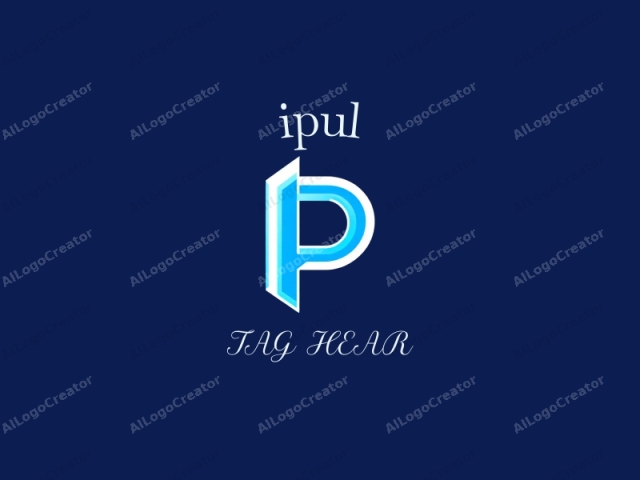 ตัวอักษร "P" ในสไตล์ทันสมัยและโดดเด่น ตัวอักษร "P" ถูกจัดวางไว้กลางภาพอย่างโดดเด่นบนพื้นหลังสีน้ำเงินเข้ม การออกแบบประกอบด้วยการไล่ระดับสีที่เปลี่ยนจากสีฟ้าอ่อนที่ด้านบนและด้านล่างของตัวอักษรไปสู่สีที่สว่างกว่า