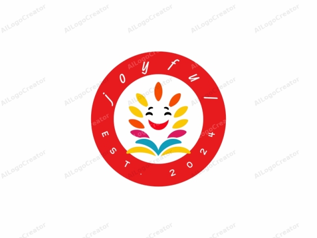 The image is a colorful, minimalist logo featuring a happy, cartoonish sun character. The sun is centrally placed against a white background, giving it full attention. Its face consists of a wide, joyful smile with two black, curved lines forming its