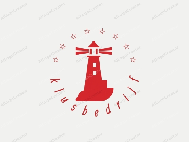 This logo, rendered in a minimalist style, features a stylized lighthouse icon. The entire image is executed in a solid red color on a plain white background, creating a stark contrast that draws immediate attention. The lighthouse is depicted centrally and