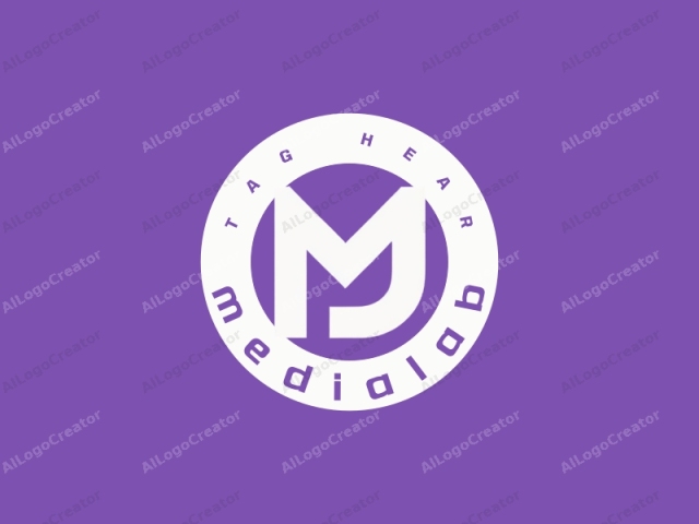 This is a minimalist logo design featuring a stylized monogram. The central element is the uppercase letter "M" in a bold, sans-serif font. The letter is positioned horizontally in the center of the image. The "M" is rendered