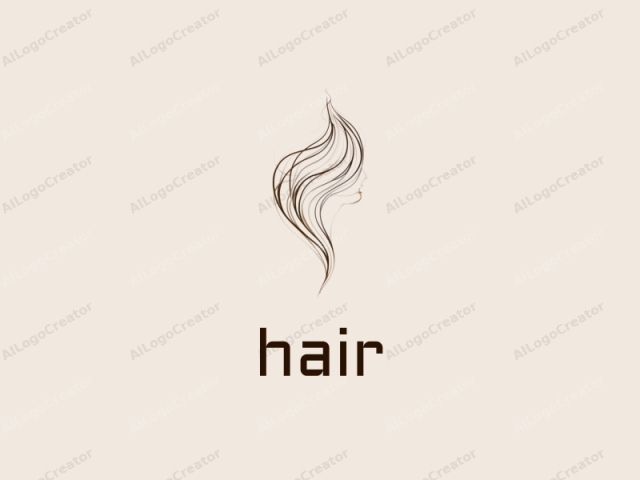 This minimalist logo features a stylized, abstract representation of a female face. The image is drawn in thin, flowing lines of brown ink, creating a sense of elegance and fluidity. The face, depicted in profile, is simplified with smooth curves