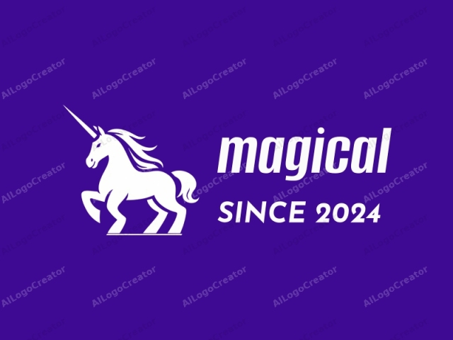 The logo features a stylized white unicorn set against a solid purple background. The unicorn is depicted in a minimalist, modern, and abstract manner, emphasizing its form with clean lines and bold contours. The unicorn has a sleek and elegant design, with