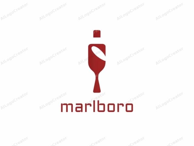 This is a minimalist, vector-style logo design featuring a simplified, abstract wine glass. The design utilizes a monochromatic color palette with a solid red hue for the glass and a contrasting white background. The wine glass is depicted without intricate details,